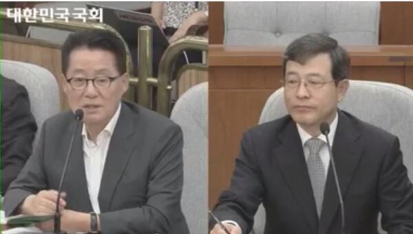 박지원 의원(좌)과 이동원 후보자(사진 = 국회 방송)