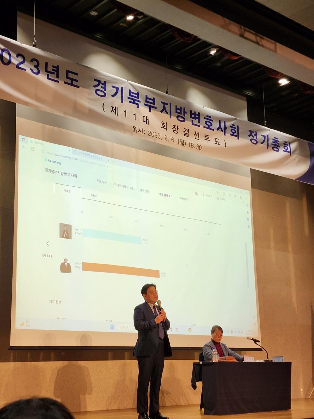 당선 인사하던 정지웅 경기북부지방변호사회장