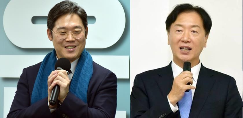 대한변호사협회장 후보 기호 1번 김정욱 후보, 기호 2번 안병희 후보