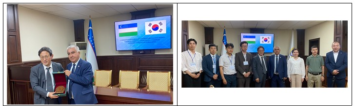 좌 – 경기북부지방변호사회 김민규 회장과 우즈베키스탄변호사회 SHUKHRAT SADIKOV 회장의 기념 촬영우 – 경기북부지방변호사회 집행부와 우즈베키스탄 변호사회 집행부의 업무협약식 체결 기념촬영