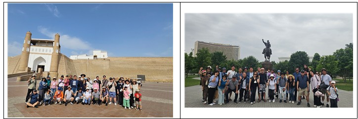좌- 경기북부지방변호사회 소속 회원들이 우즈베키스탄 주요도시 중 부하라의 유적지를 방문한 기념촬영우 – 경기북부지방변호사회 소속 회원들이 우즈베키스탄 주요도시 중 타슈켄트를 돌아보며 기념촬영